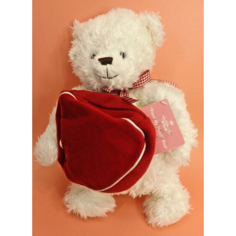 💗Hallmark "From My Heart" White Valentines Day Bear Plush/Heart Gift Zip Bag